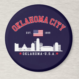 Oklahoma City Skyline & Flag Souvenir Magnet