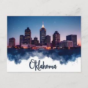 Oklahoma City Skyline in der Nacht   Moderne Stadt Postkarte