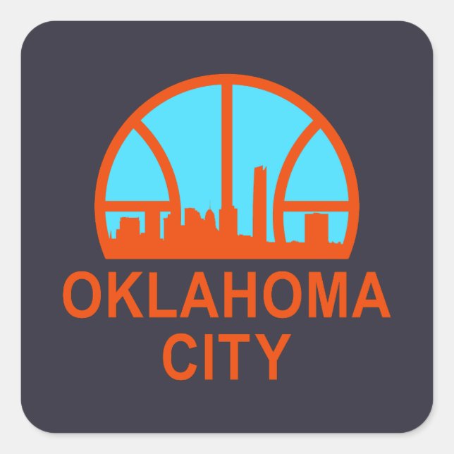 Oklahoma City - Supersonics Basketball T - Shirt Quadratischer Aufkleber (Vorderseite)