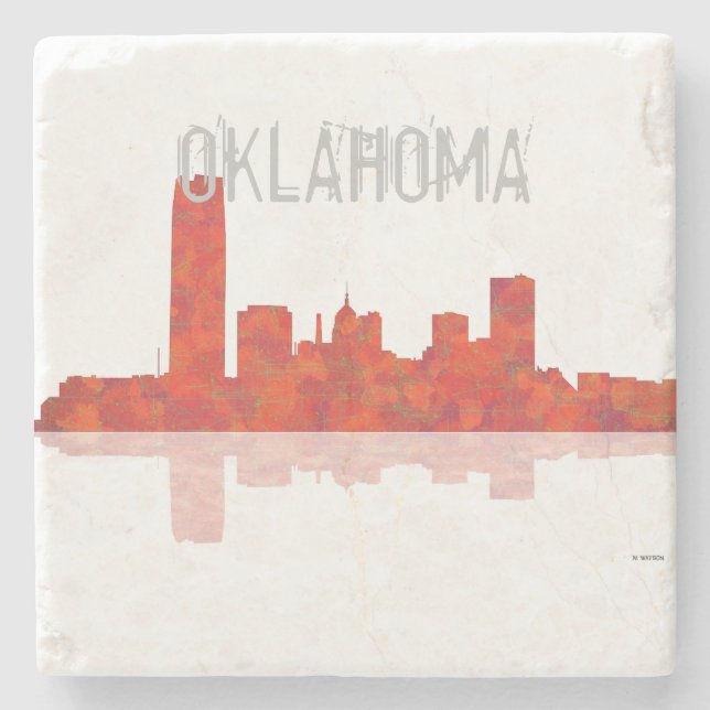 OKLAHOMA CITYSKYLINE - SteingetränkeUntersetzer Steinuntersetzer (Vorderseite)