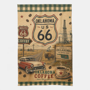 Oklahoma Classic Car Coffee Plains Americana Geschirrtuch