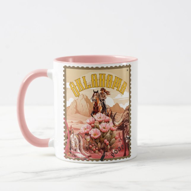 Oklahoma Cowgirl-Briefmarke Tasse (Links)