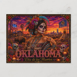 Oklahoma Día de los Muertos Retro Postkarte