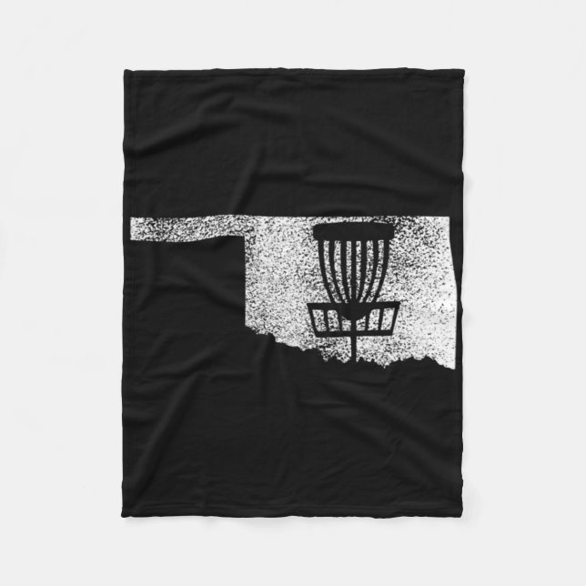 Oklahoma Disc Golf Staat Mit Korb Distressed Gr Fleecedecke (Vorderseite)