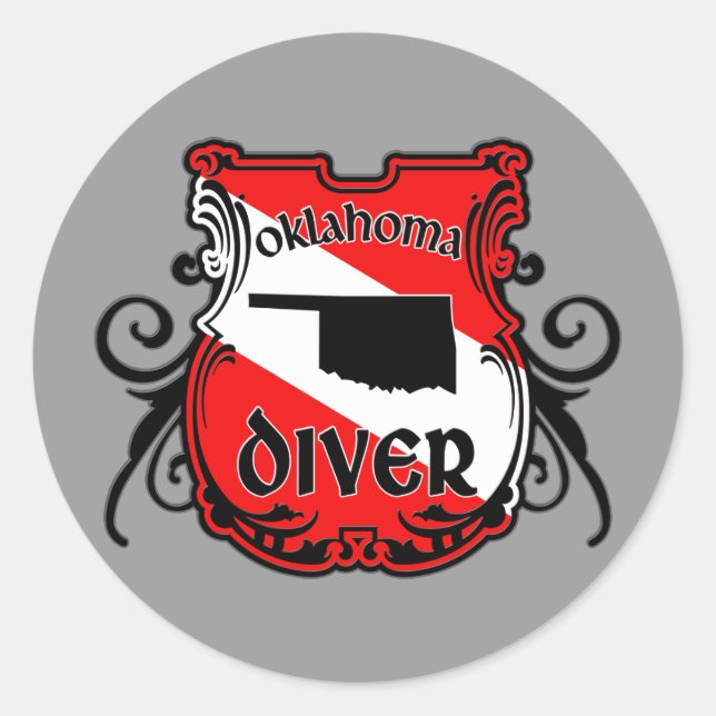 Oklahoma Diver Runder Aufkleber (Vorderseite)