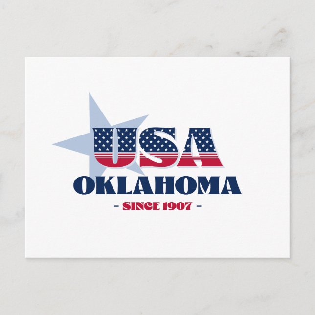 Oklahoma en carte postale rouge, blanche et bleue (Devant)