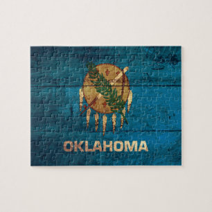 Oklahoma-Fahne aus altem Holz;
