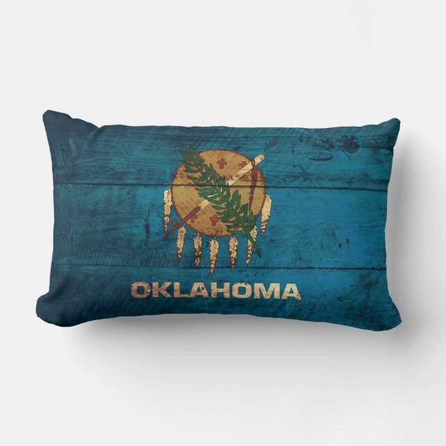 Oklahoma-Fahne aus altem Holz; Lendenkissen (Vorderseite)
