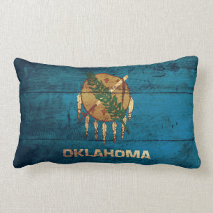 Oklahoma-Fahne aus altem Holz; Lendenkissen