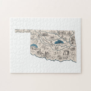 Oklahoma-förmige Vintage-Oklahomaner-Bildkarte