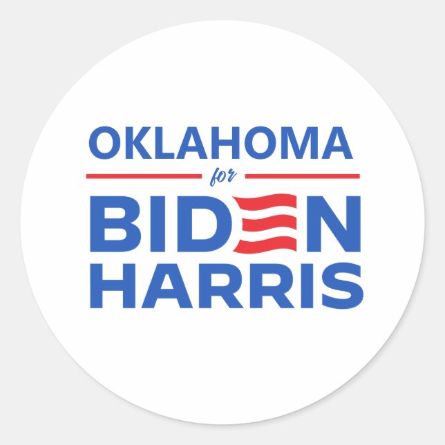 Oklahoma für Biden Harris Runder Aufkleber (Vorderseite)