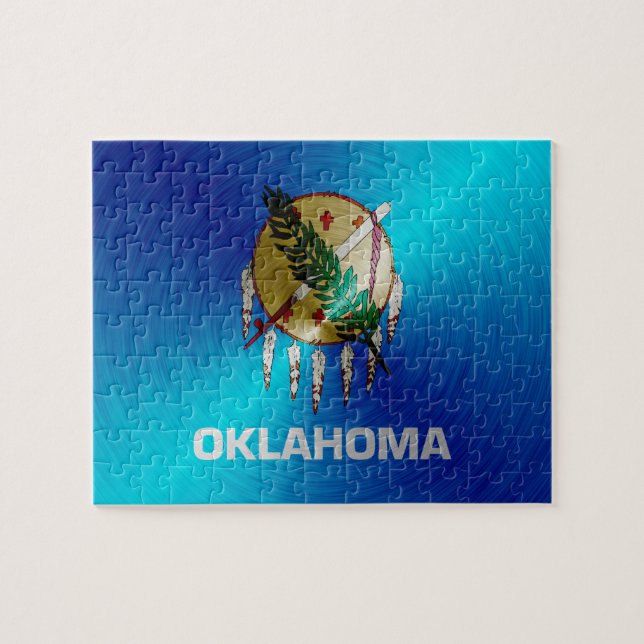 Oklahoma, gebürstete Metallflagge (Horizontal)