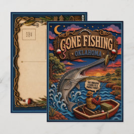 Oklahoma Gone Fishing Lake Sturgeon Postkarte