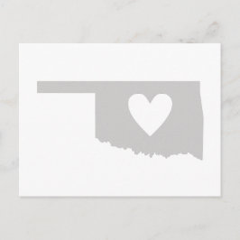 Oklahoma Grau Staat Map Form mit Herz-Kreislauf-Sy Postkarte