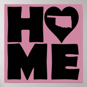 Oklahoma Home Heart State Poster Schild