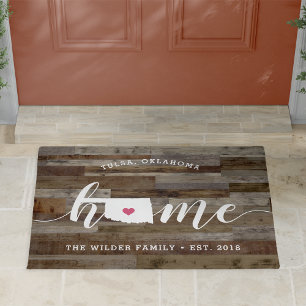 Oklahoma Home State Personalized Wood Look Fußmatte