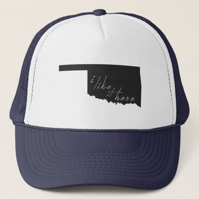 Oklahoma Ich mag es hier Staat Silhouette Schwarz Truckerkappe (Vorderseite)