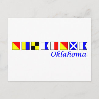 Oklahoma in Alphabet der nautischen Flagge geschri Postkarte