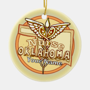Oklahoma Krankenpfleger Caduceus Keramik Ornament