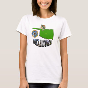Oklahoma Map-Kontur, Siegel und Bildtext T-Shirt