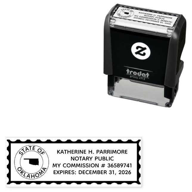 Oklahoma Notary Public Self-Inking Kautschuk Brief Permastempel (Beispiel)