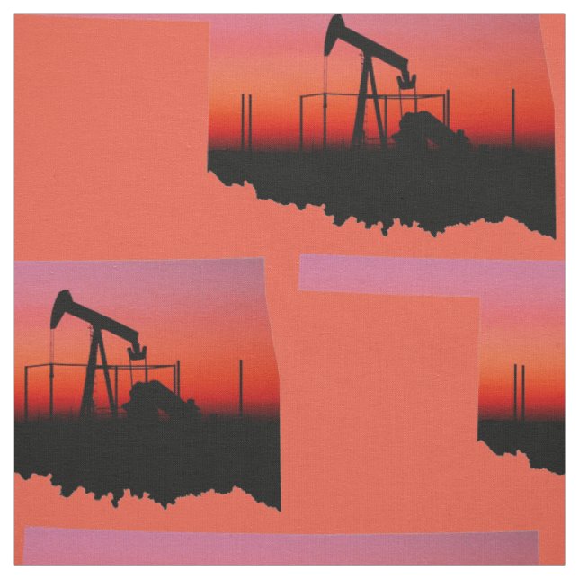 Oklahoma Oil Pump Jack Sunset Print Fabric Stoff (Muster)