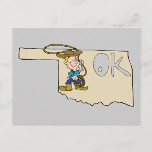 Oklahoma OK Karte & Cowboy Cartoon Art Motto