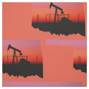 Oklahoma Öl-Pumpenheber Sonnenuntergang Druck Stof Stoff