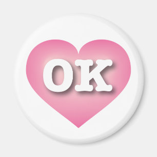 Oklahoma Pink Fade Heart - I Liebe OK Magnet