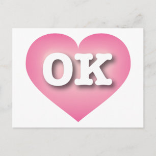 Oklahoma Pink Fade Heart - I Liebe OK Postkarte