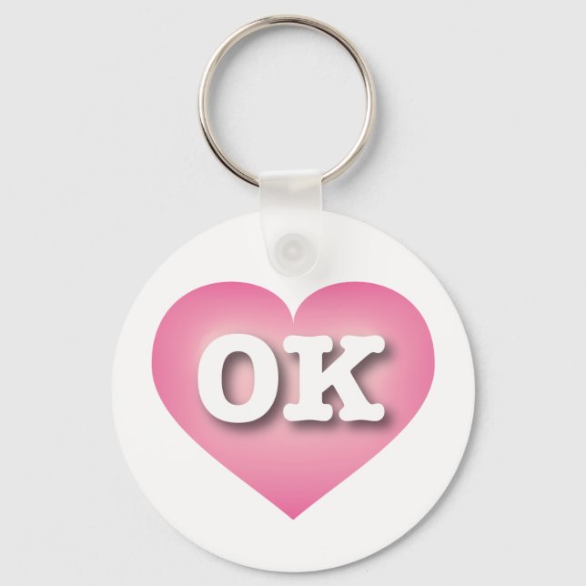 Oklahoma Pink Fade Heart - I Liebe OK Schlüsselanhänger (Vorderseite)