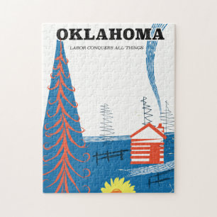 Oklahoma-Reiseplakat im Vintage-Stil.