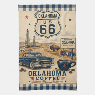 Oklahoma Route 66 Country Coffee Americana Geschirrtuch