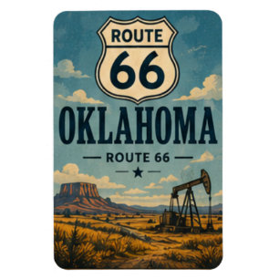 Oklahoma Route 66 Ölförderstraße Reise Kunst Magnet