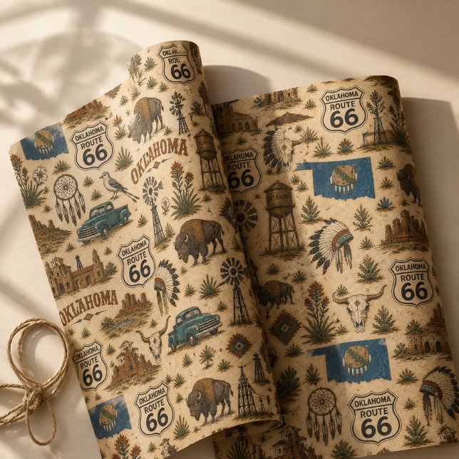 Oklahoma Route 66 Prairie Geschenk Geschenkpapier Set (Von Creator hochgeladen)