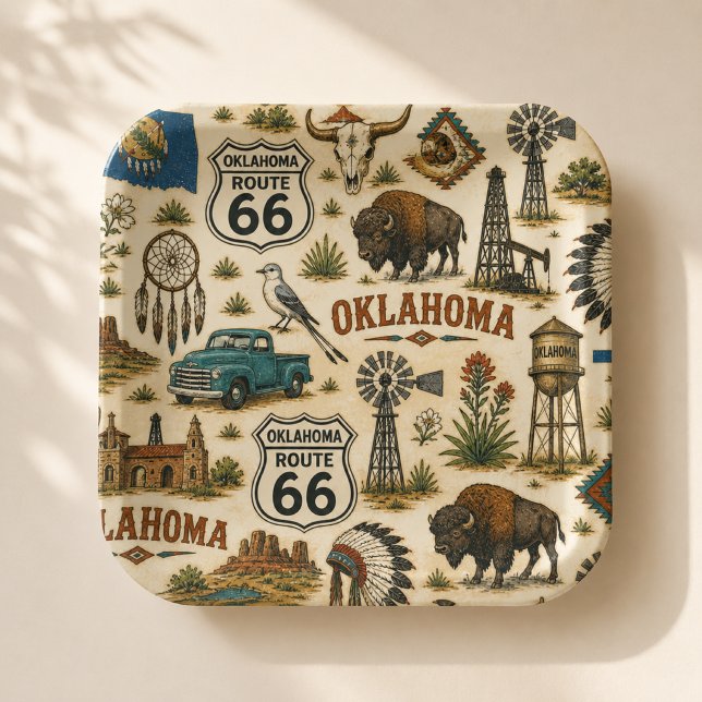 Oklahoma Route 66 Prairie-Party Pappteller (Von Creator hochgeladen)