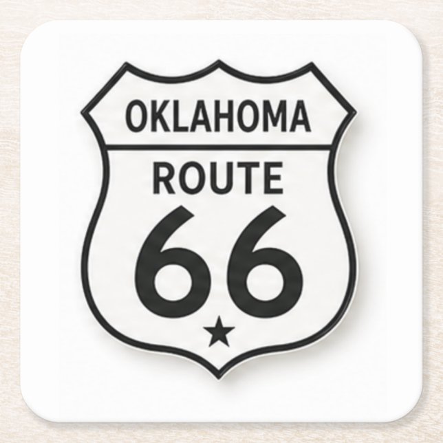 Oklahoma Route 66 Retro White Shield Untersetzer (Vorderseite)