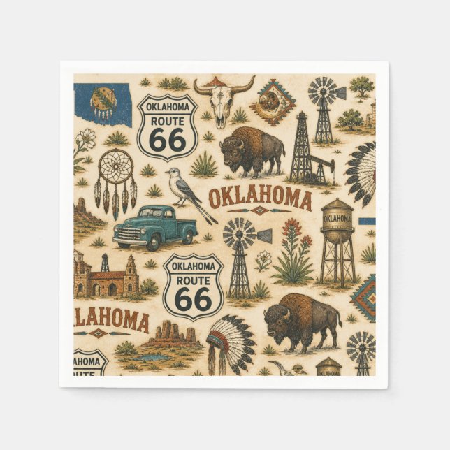 Oklahoma Route 66 Tisch-Roundup Serviette (Vorderseite)