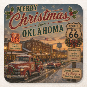 Oklahoma Route 66 Weihnachtsgetränk Dekoration Rechteckiger Pappuntersetzer