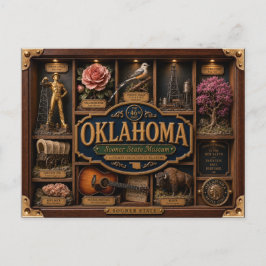 Oklahoma Shadow Box 3D Figurine Staat Postkarte