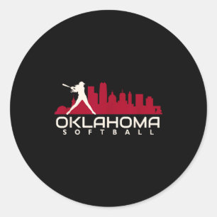 Oklahoma Softball Stadt Mod Runder Aufkleber
