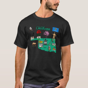 Oklahoma Staat Karte der wichtigsten Städte Reisez T-Shirt