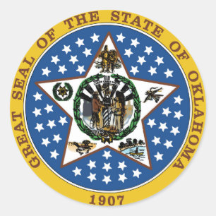Oklahoma Staat Siegel Amerikanische Republik Symbo Runder Aufkleber