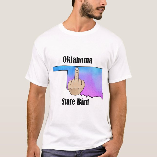 Oklahoma Staat Vogel T - Shirt Mittelfinger (Vorderseite)