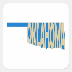 Oklahoma-Staats-Namen-Wort-Kunst-Gelb Quadratischer Aufkleber