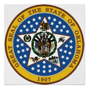Oklahoma-Staats-Siegelamerika-Republiksymbolflagge Poster
