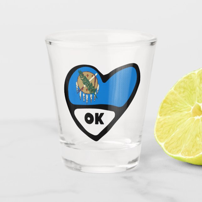 Oklahoma Staatsflagge im Herzen, OK-Shotglas Schnapsglas (Vorderseite)