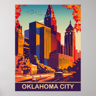 Oklahoma Stadt im Herbst, Reisen Poster