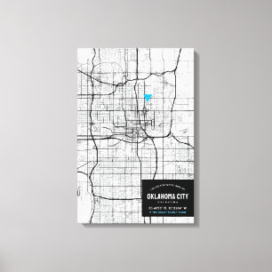 Oklahoma Stadtplan + Ort markieren Leinwanddruck