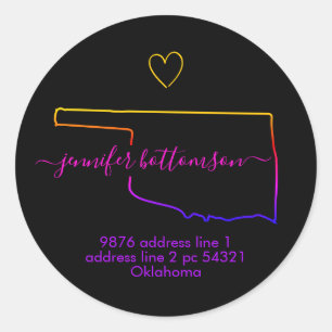 Oklahoma Usa Zuhause Rücksendeadresse Signature ra Runder Aufkleber
